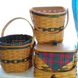 3 Longaberger Baskets Green Editions